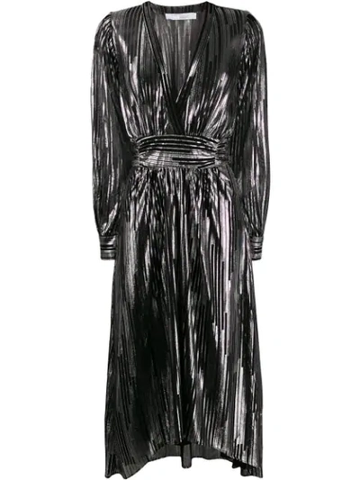Iro Eureka Metallic Stripe Long Dress In Black