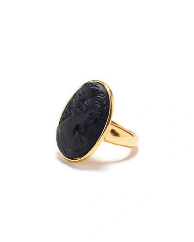 Oscar De La Renta Carved Oval Ring In Black/gold