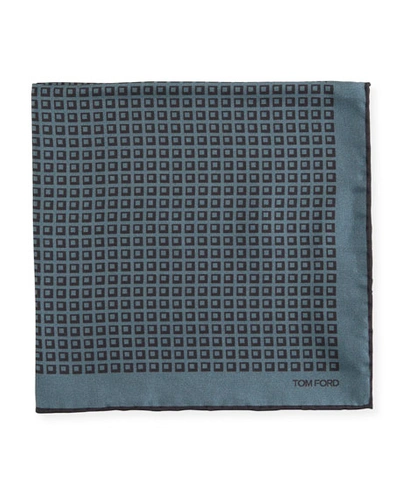 Tom Ford Men's Silk Square-motif Pocket Square In Blue