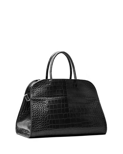 The Row Margaux 15 Alligator Top-handle Bag In Black