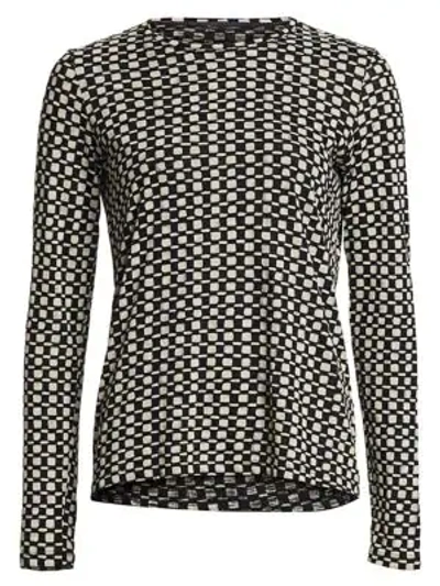 Proenza Schouler Dotted-print Tissue Jersey Long-sleeve Tee In Black White