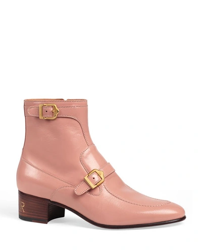 Gucci Men's Ebal Sucker Double-strap Ankle Boots In Pink