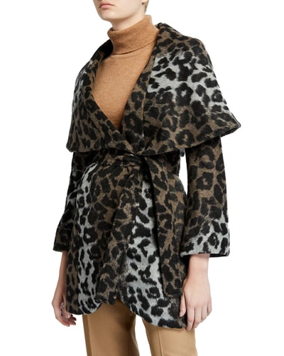 T Tahari Marla Leopard-print Wrap Coat