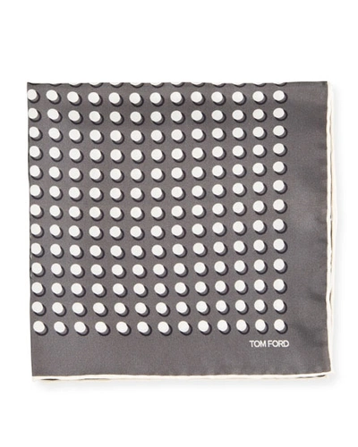 Tom Ford Men's Dotted Silk Pocket Square In Gray