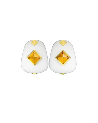 Margot Mckinney Jewelry Weekend 18k White Agate & Citrine Earrings