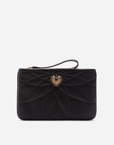 Dolce & Gabbana Quilted Nappa Leather Devotion Clutch