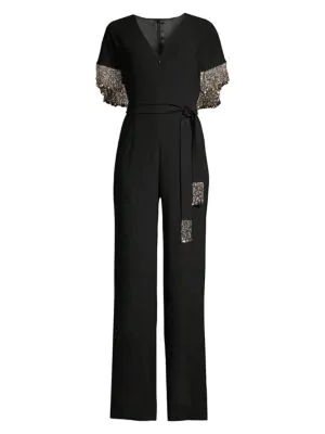 tahari metallic jumpsuit