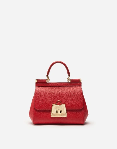 Dolce & Gabbana Small Sicily Bag In Dauphine Calfskin In Red