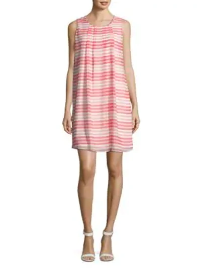 Calvin Klein Collection Sleeveless Striped Shift Dress In Coral