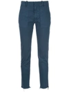 Nili Lotan Jenna Cropped Frayed Cotton-blend Twill Slim-leg Pants In Vintage Blue