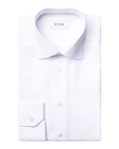Eton Mens White Contemporary-fit Cotton And Linen-blend Shirt 16.5