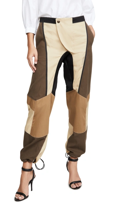 Tre By Natalie Ratabesi The Hera Paneled Cotton-blend Twill Track Pants In Neutral Plaid