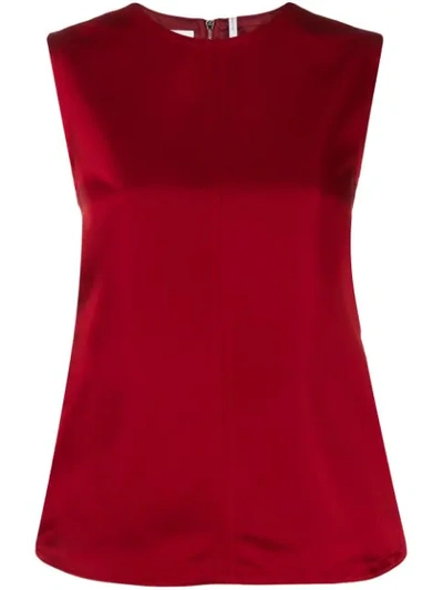 Helmut Lang Open-back Satin-twill Top In Red