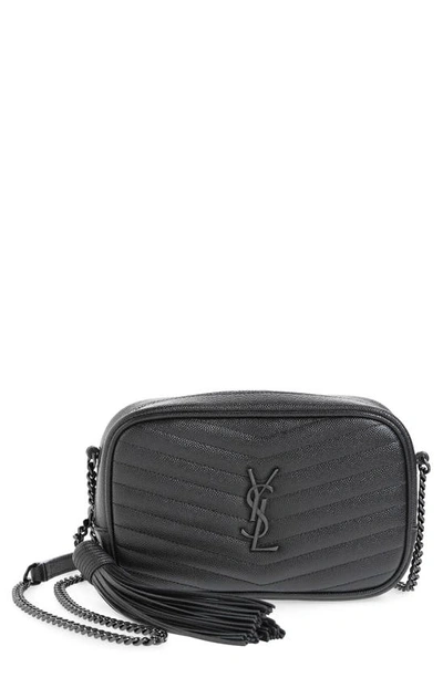 Saint Laurent Mini Lou Quilted Leather Crossbody Bag In Noir/noir