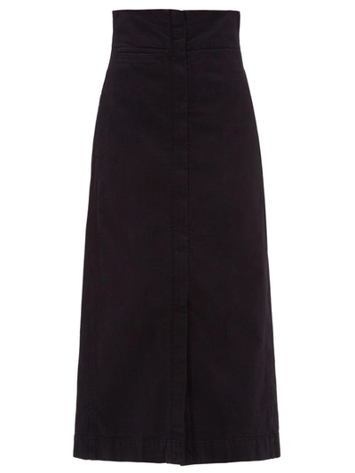 Lemaire High-rise Garment-dyed Denim Skirt In Black