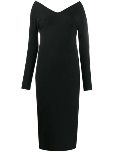 A.w.a.k.e. Non Monroe Off-the-shoulder Cady Dress In Black