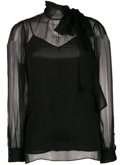 Valentino Pussy-bow Chiffon Blouse In Black