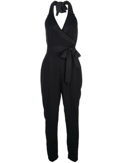 Diane Von Furstenberg Habbana Peak-lapel Crepe Jumpsuit In Black