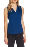 Vince Camuto Shirred High/low Tank In Deacon Blue