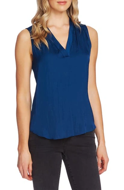 Vince Camuto Shirred High/low Tank In Deacon Blue