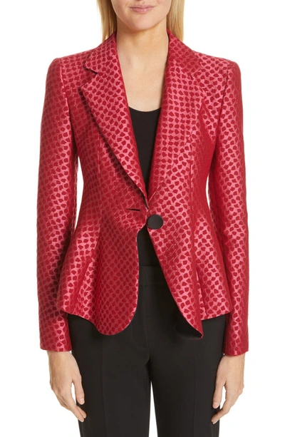 Armani Collezioni Emporio Armani Jacquard Draped-peplum Blazer In Fuchsia