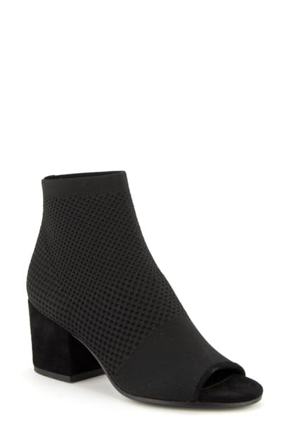 black stretch booties low heel
