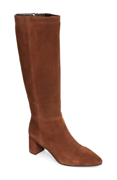 Aquatalia Women's Karen Weatherproof Embossed Leather Tall Boots In Chestnut Suede