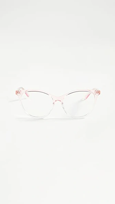 Quay X Chrissy Teigen All Nighter Cat Eye Blue Light Glasses, 50mm In Pink/ Clear Blue Light