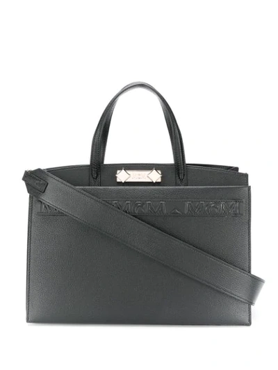 Mcm Milano Medium Leather Tote In Black