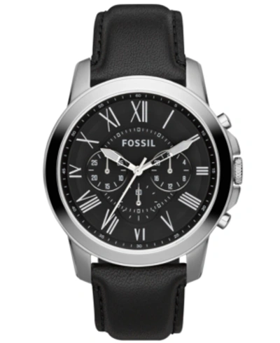 Fossil Men's Chronograph Grant Black Leather Strap Watch 44mm Fs4812 In Black,black