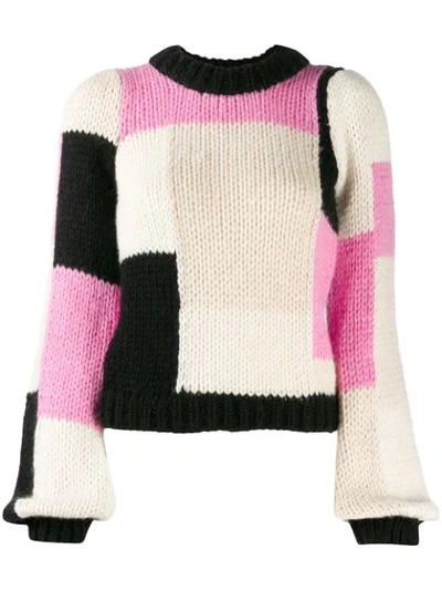 Ganni Hand Knit Wool Puff Pullover In Multi ModeSens