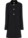 Miu Miu Embellished Wool-crêpe Coat In F0002 Black