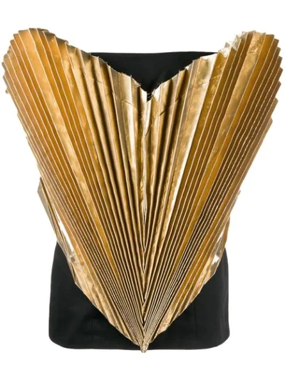 Attico Metallic Heart Cotton-twill Mini Dress In Gold