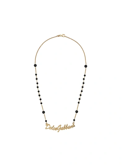 Dolce & Gabbana Logo Script Necklace In Black