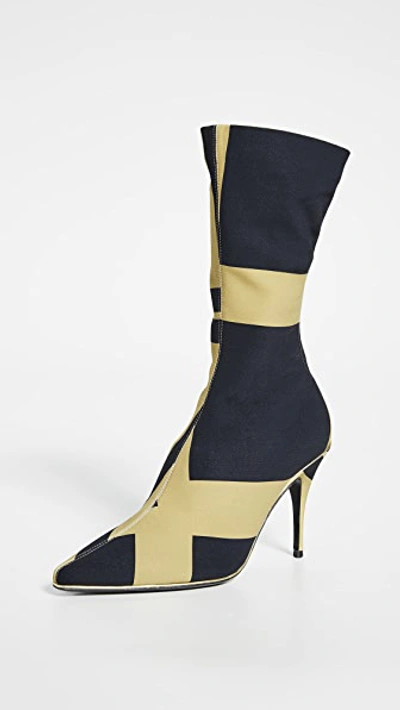 Zimmermann Mid Length Zip Lycra Boots In Gold Cubic
