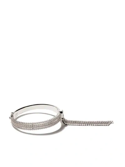 As29 18kt White Gold Venus Illusion Diamond Bangle In Silver