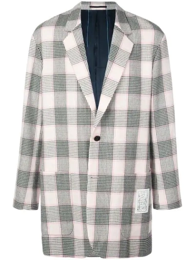 Julien David Pink And Black Check Print Blazer