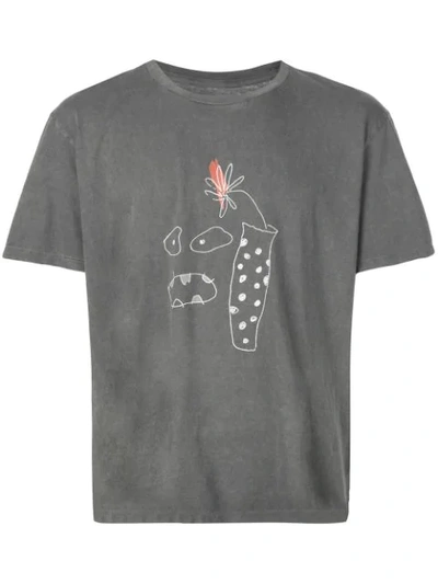 Julien David Printed Scribble T-shirt In Grey
