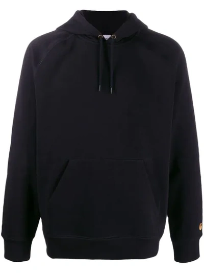 Carhartt Hoodie Sweatshirt Black Logo In Black