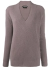 Tom Ford Cashmere V-neck Jumper In Purple