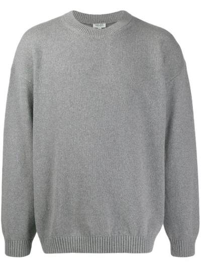 Kenzo Intarsia Knit Logo Jumper In Grey