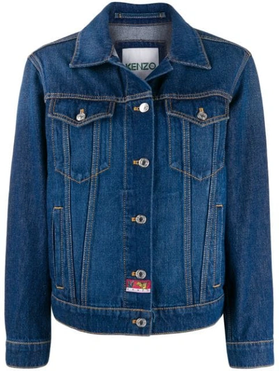 Kenzo Embroidered Denim Jacket In Blue