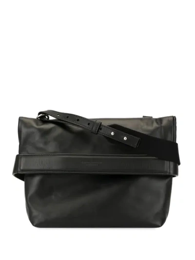 Bottega Veneta Flap Messenger Bag In Black