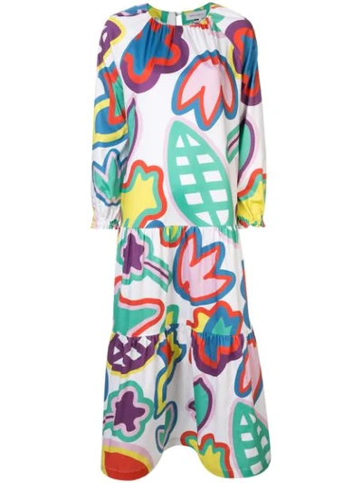 Mira Mikati Floral Flared Maxi Dress In Multicolour