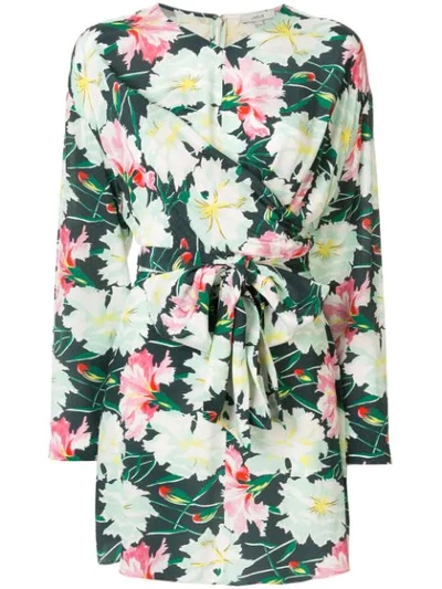 Layeur Floral Wrap Blouse In Green ,pink