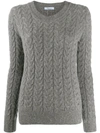 Blumarine Sparkly Cable Knit Jumper In Grey