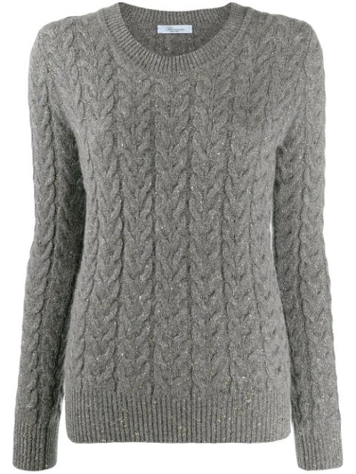 Blumarine Sparkly Cable Knit Jumper In Grey