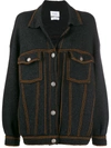 Barrie Contrast-stitch Knitted Jacket In Black