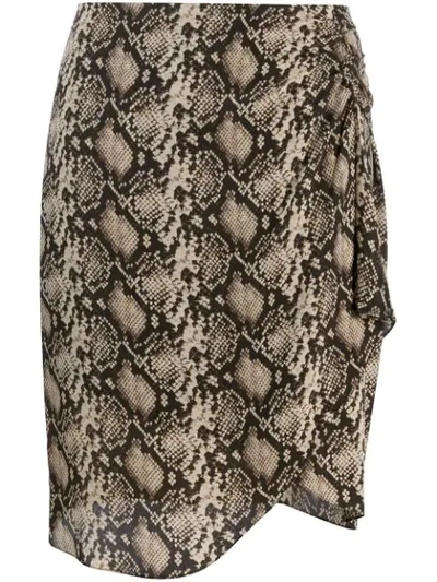 Nili Lotan Hazel Wrap-effect Snake-print Silk Crepe De Chine Mini Skirt In Khaki