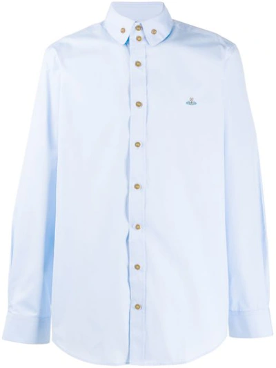 Vivienne Westwood Button-down Embroidered Shirt In Blue
